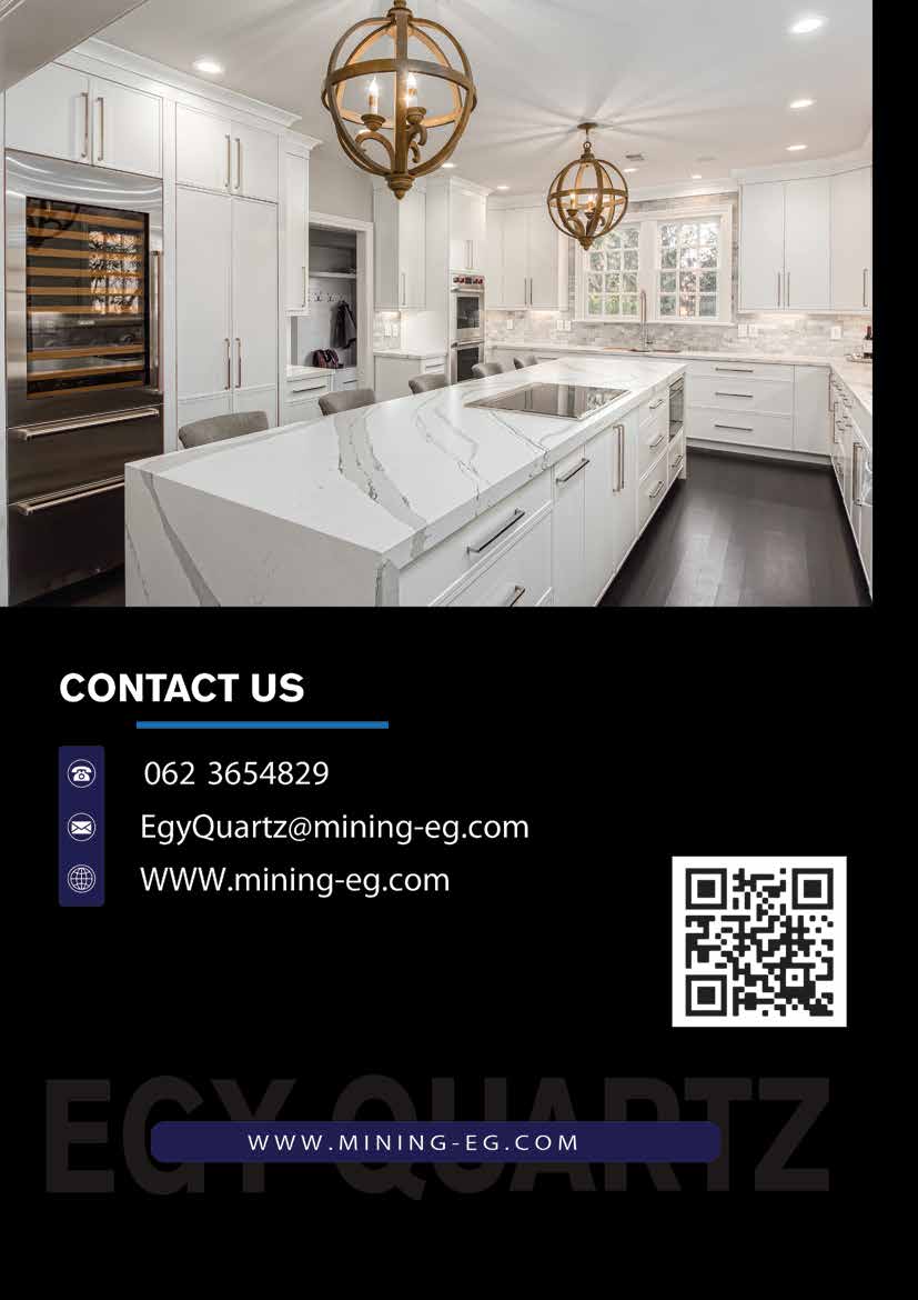 Modern kitchen finished with Egyptian engineered quartz slabs